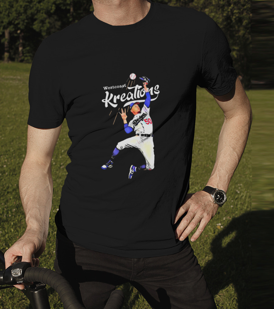 Mookie Betts Los Angeles Dodgers Westcoast Kreations Catching Action T-Shirt