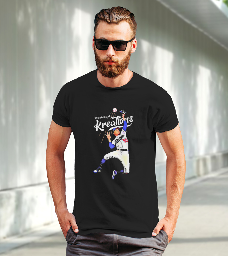 Mookie Betts Los Angeles Dodgers Westcoast Kreations Catching Action T-Shirt