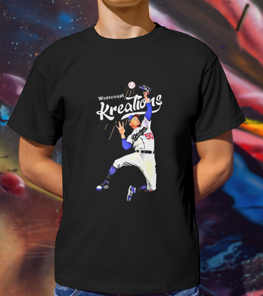 Mookie Betts Los Angeles Dodgers Westcoast Kreations Catching Action T-Shirt