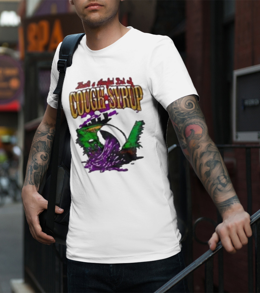 Baseball That’s A Awful Lot Of Cough Syrup Cityscape And Pouring Purple Liquid T-Shirt