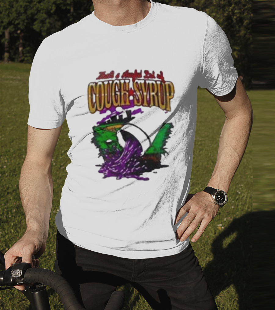 Baseball That’s A Awful Lot Of Cough Syrup Cityscape And Pouring Purple Liquid T-Shirt