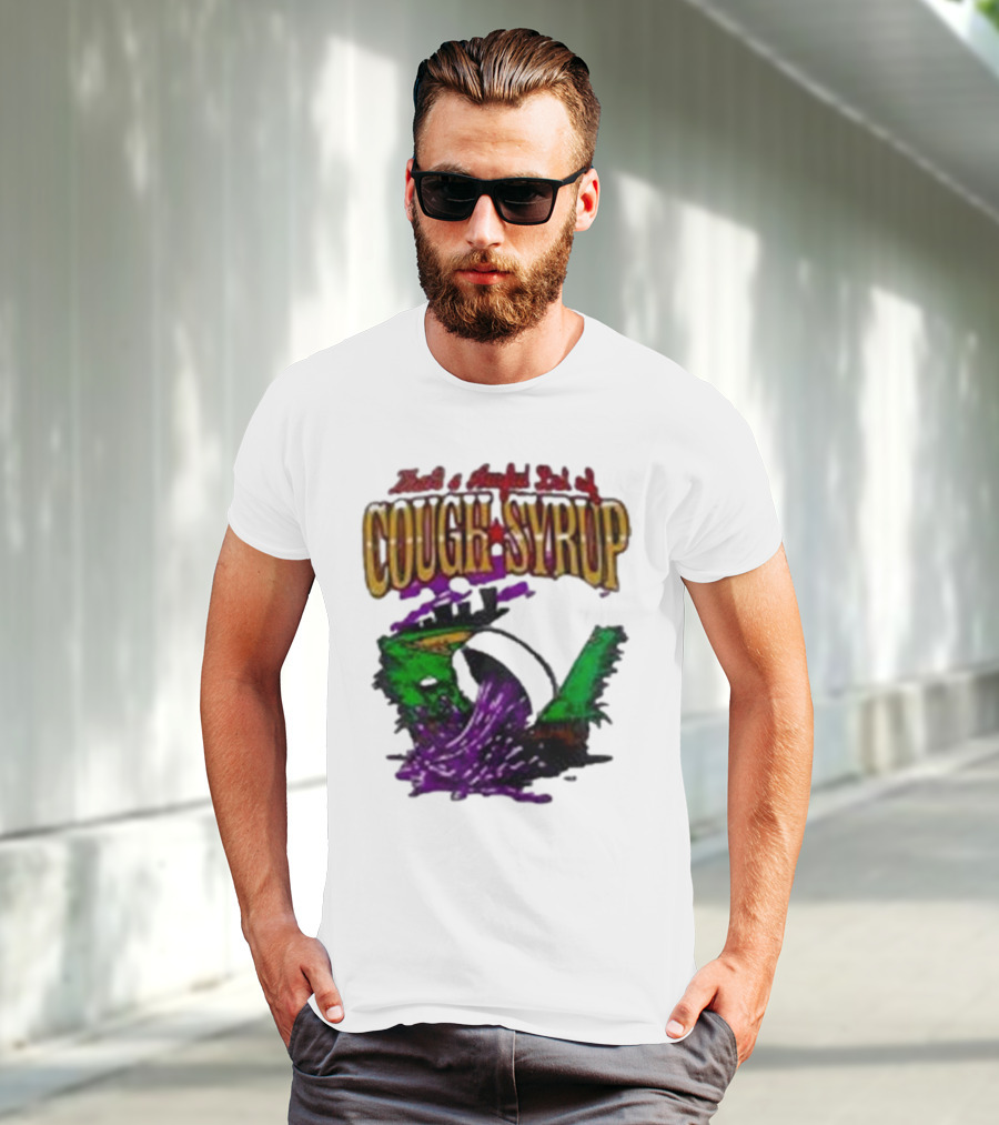 Baseball That’s A Awful Lot Of Cough Syrup Cityscape And Pouring Purple Liquid T-Shirt