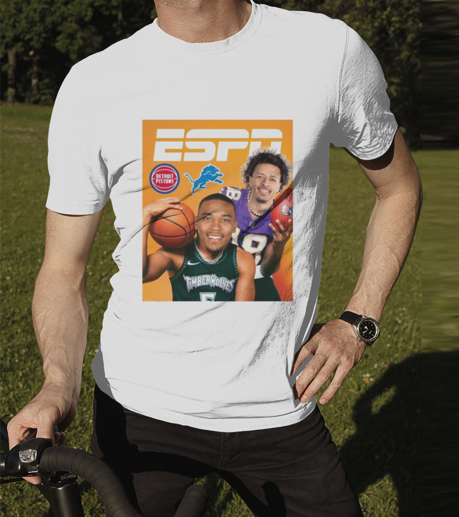 Cade Cunningham Amon Ra St. Brown ESPN Detroit Pistons Lions Timberwolves T-Shirt