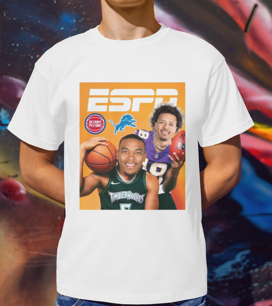 Cade Cunningham Amon Ra St. Brown ESPN Detroit Pistons Lions Timberwolves T-Shirt
