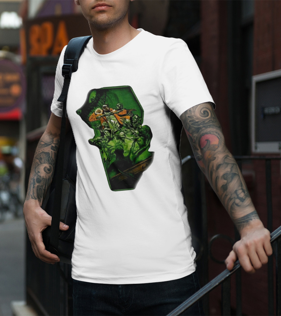 You Only Die 1nce SS Freddie Gibbs Zombie Battle Green Scene T-Shirt