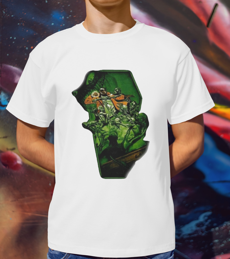 You Only Die 1nce SS Freddie Gibbs Zombie Battle Green Scene T-Shirt