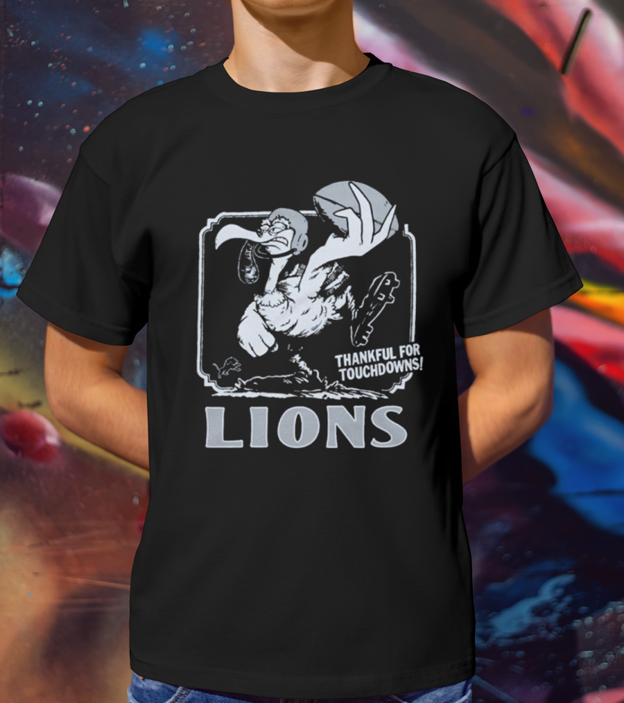 Detroit Lions NFL Vulture Football Thankful For Touchdowns T-Shirt