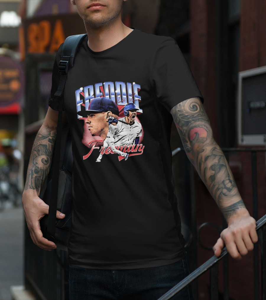 Freddie Freeman Los Angeles Dodgers Vintage Collage MLB Signature T-Shirt