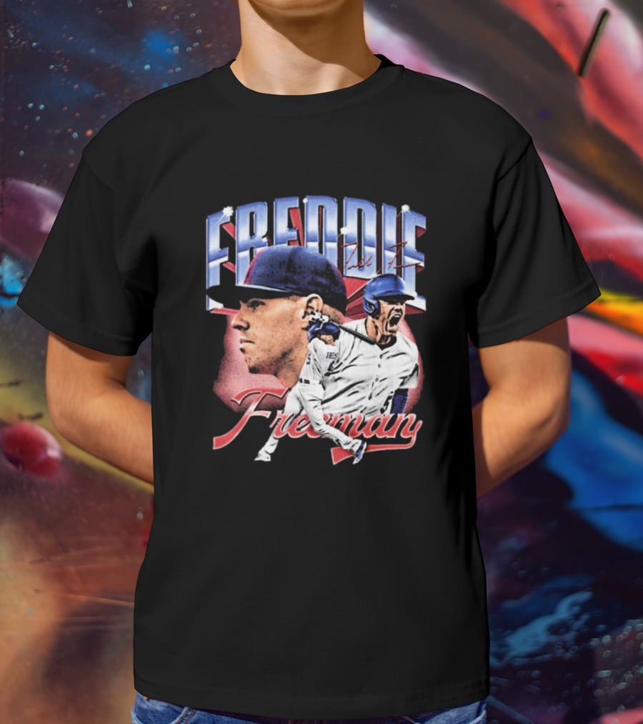 Freddie Freeman Los Angeles Dodgers Vintage Collage MLB Signature T-Shirt