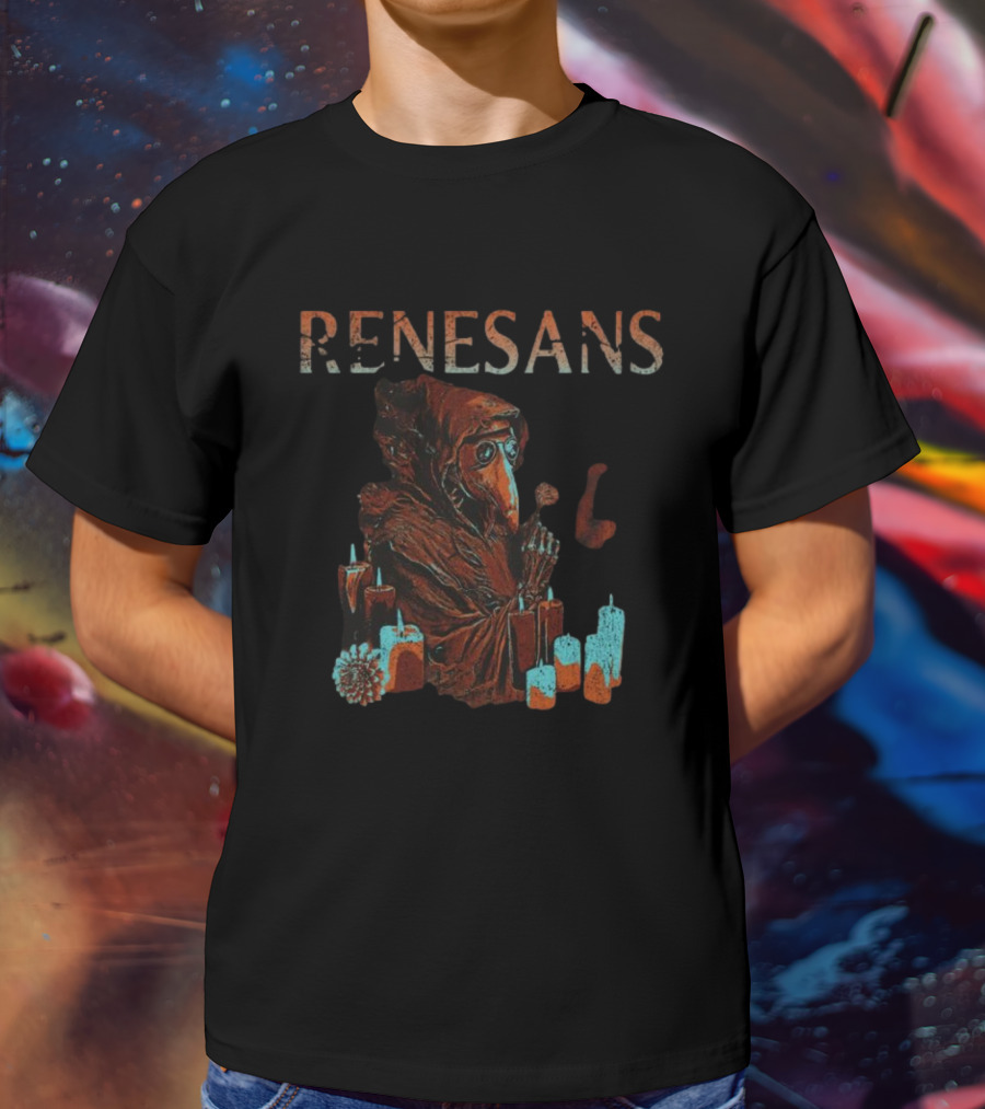 Renesans Plague Doctor Surrounded By Candles T-Shirt