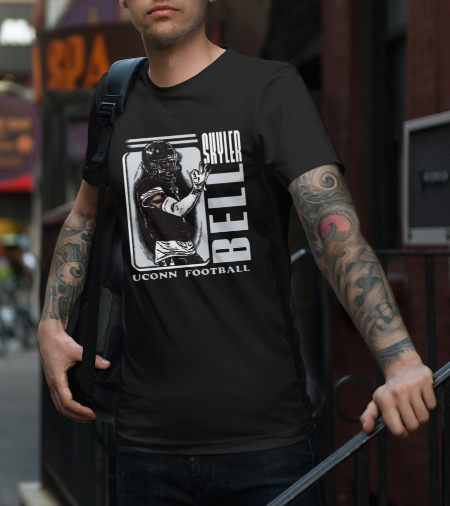 Skyler Bell Uconn Football Player Action Pose T-Shirt