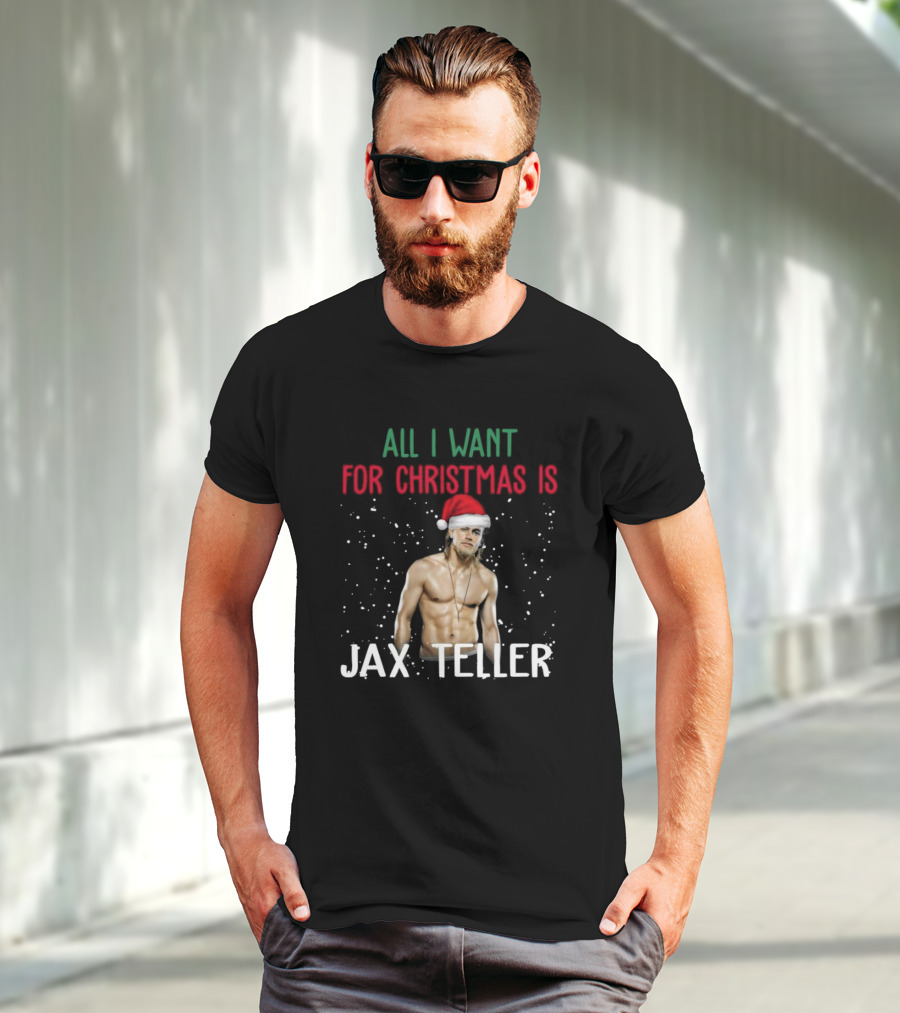 All I Want For Christmas Is Jax Teller Santa Hat Snowflakes T-Shirt