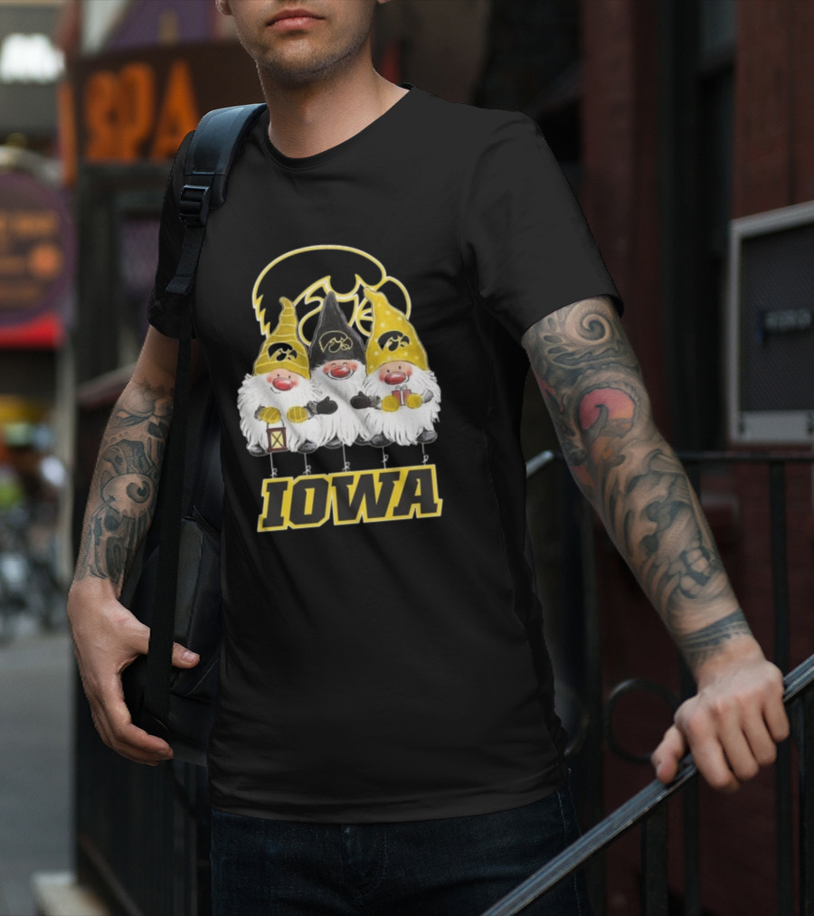 Iowa Hawkeyes Gnomes Merry Christmas T-Shirt