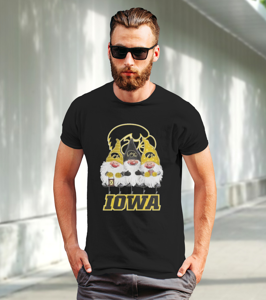 Iowa Hawkeyes Gnomes Merry Christmas T-Shirt
