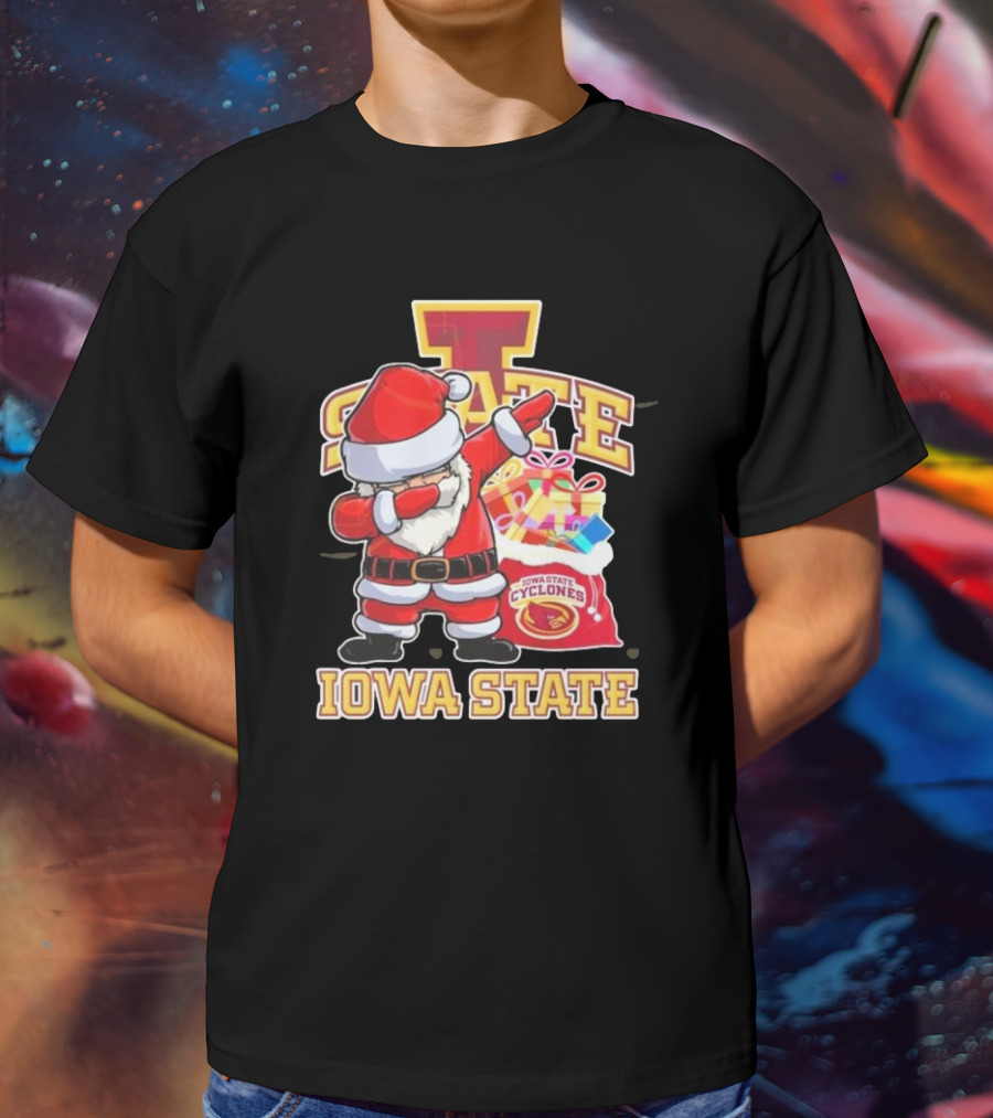 Santa Claus Iowa State Cyclones Dab Pose Holiday T-Shirt