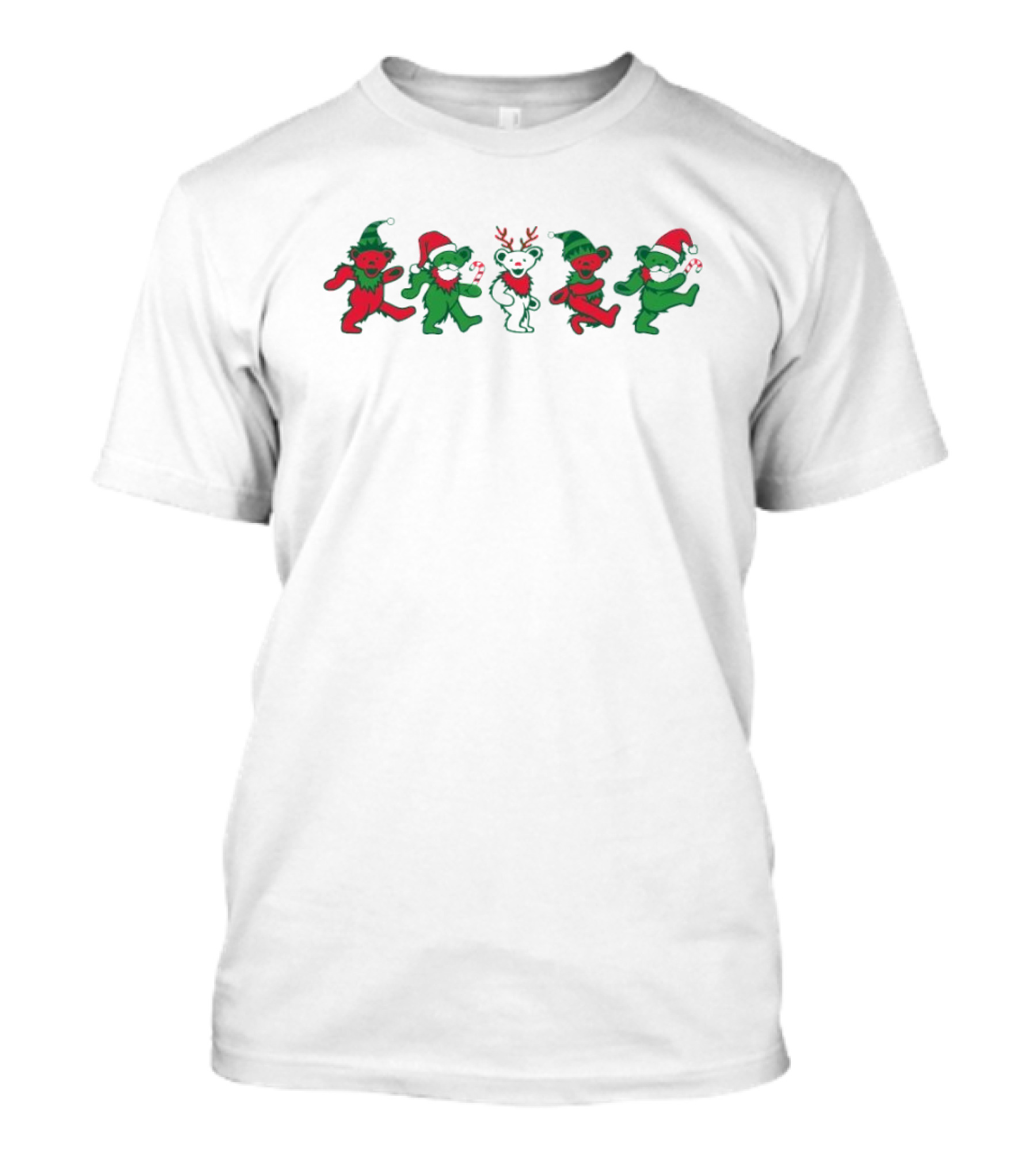 Grateful Dead Dancing Bears Christmas Santa Hats And Reindeer T-Shirt