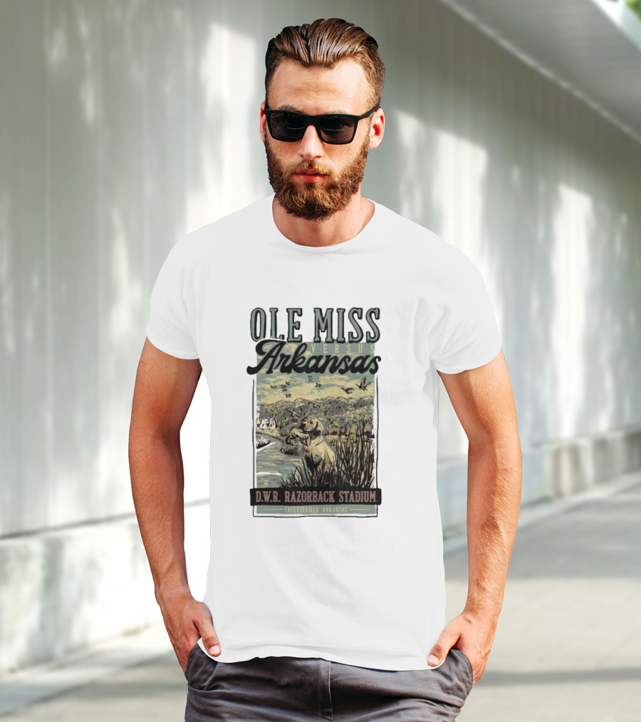 Ole Miss Versus Arkansas D.W.R. Razorback Stadium Fayetteville Game Day T-Shirt