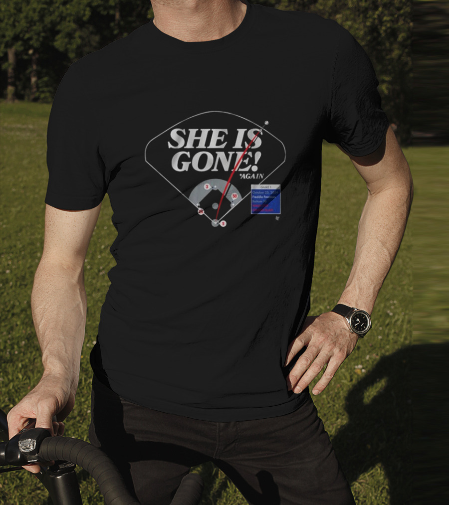 Freddie Freeman Los Angeles Dodgers She Is Gone Again Home Run Chart October T-Shirt