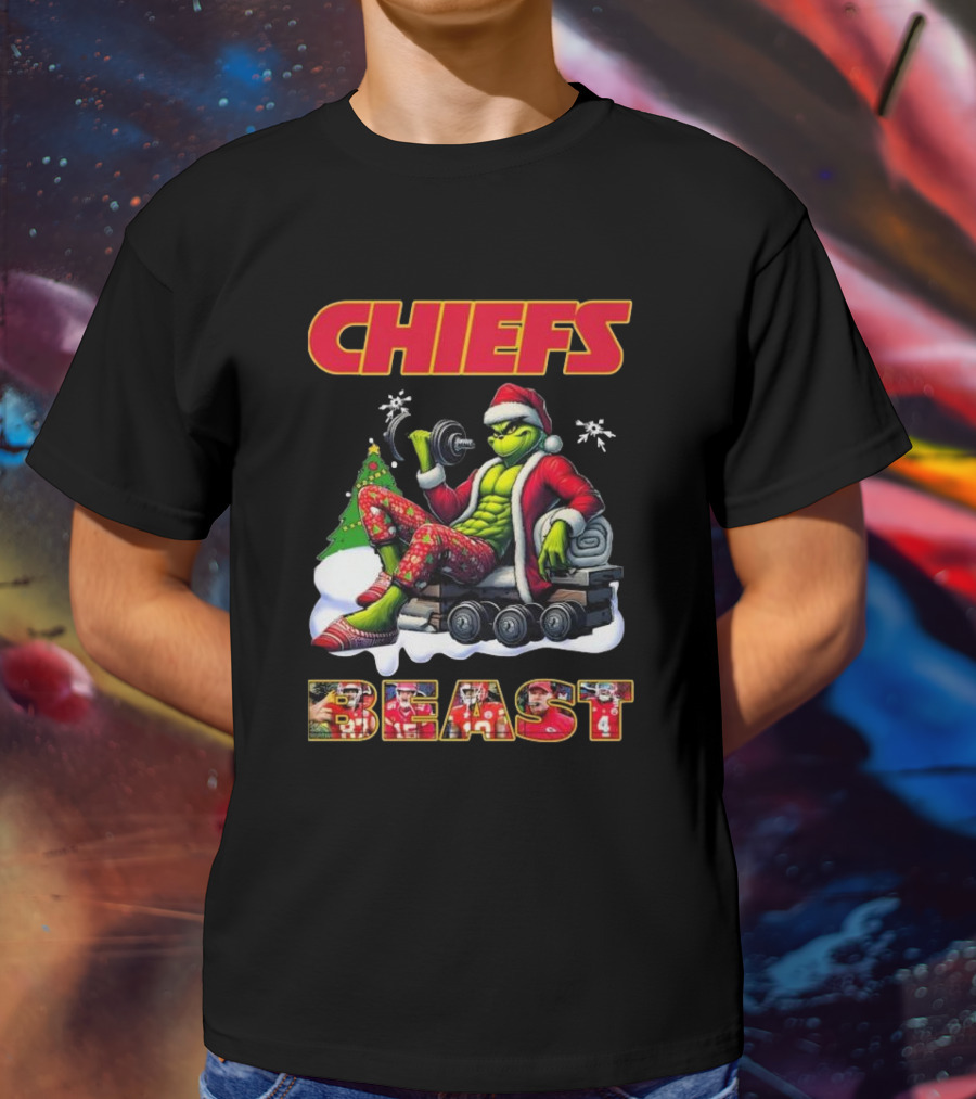 Chiefs Grinch Santa Beast Christmas Gymmer Kansas NFL 2025 T-Shirt