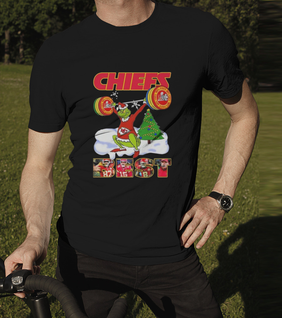 Chiefs Grinch Lifting Weights Christmas Tree NFL 2025 Best T-Shirt