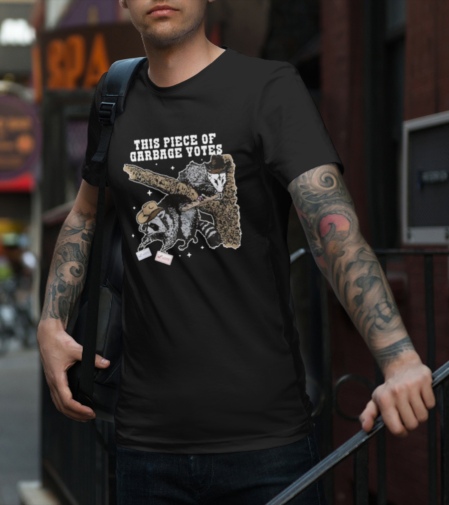 This Piece Of Garbage Votes Funny Political Raccoon With Hats And Voting Cards T-Shirt