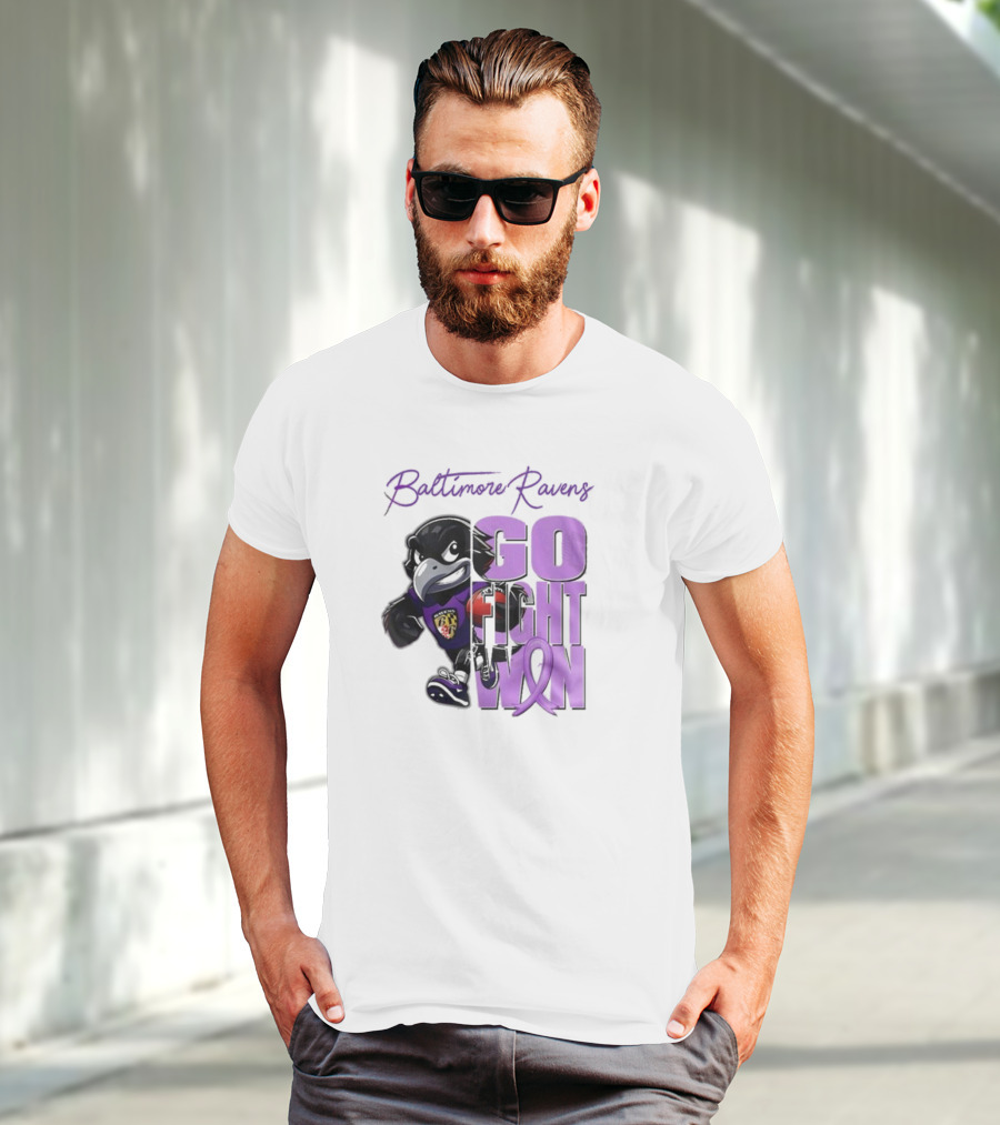 Baltimore Ravens Go Fight Win Pancreatic Cancer Awareness T-Shirt