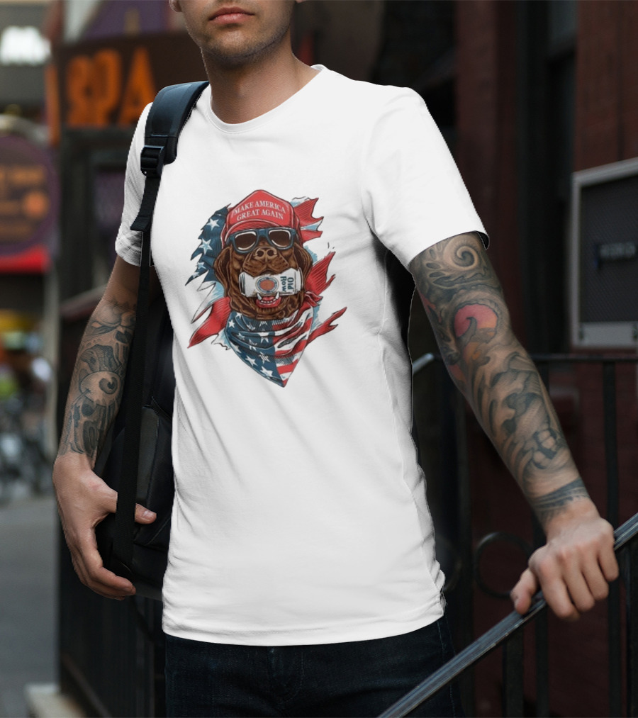 Make America Great Again Dog Old Row American Flag Bandana T-Shirt