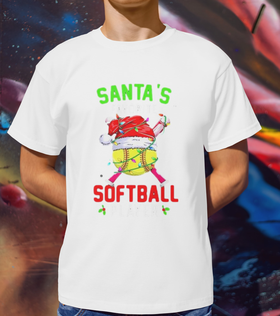 Santa's Favorite Softball Christmas Player T-Shirt