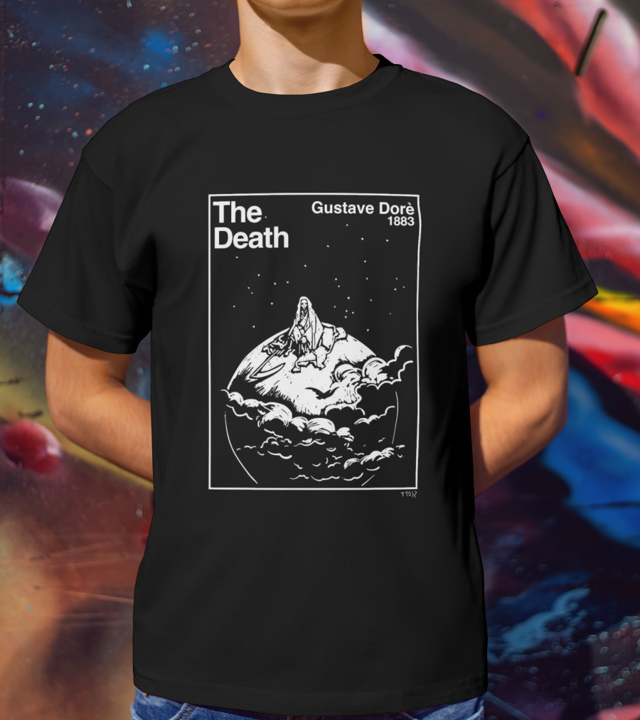 The Death Gustave Dorè 1883 Celestial Vision With Cloaked Figure On Planet T-Shirt