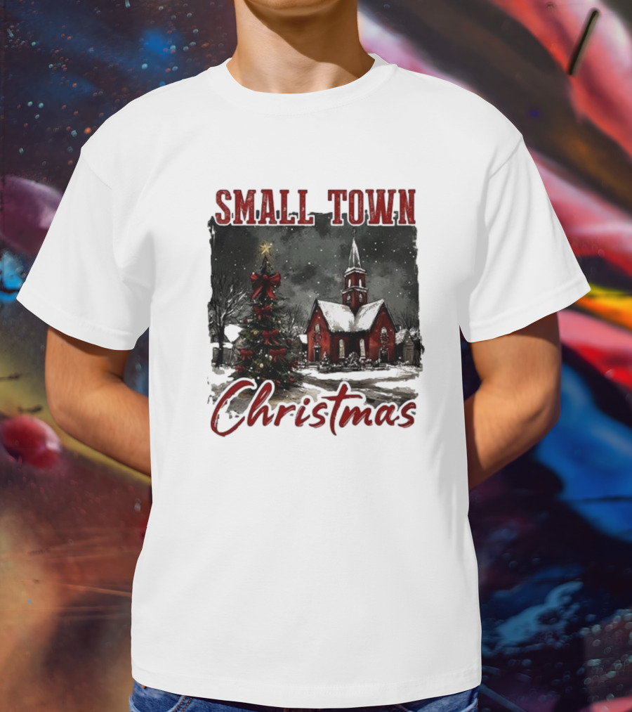 Small Town Christmas Vintage Retro T-Shirt
