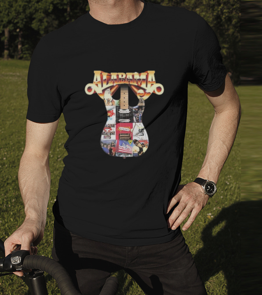 Alabama Black Guitar Band Collage Greatest Hits T-Shirt