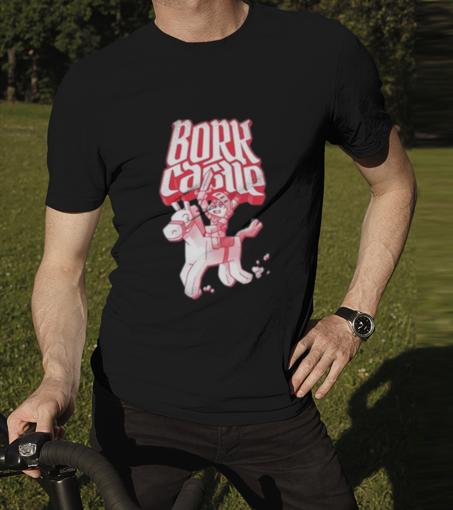 Bork Castle Cartoon Knight Riding Horse T-Shirt
