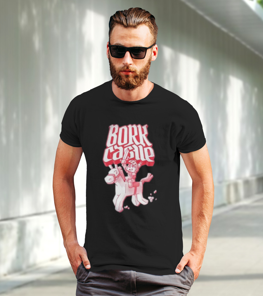 Bork Castle Cartoon Knight Riding Horse T-Shirt