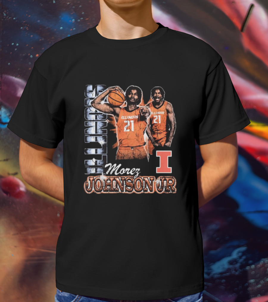 Illinois Fighting Illini Morez Johnson Jr Basketball Retro 90s T-Shirt