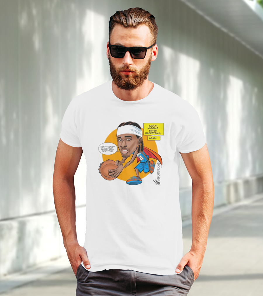 Don’t Worry Basketball I Got You Aaron Wiggins Saves Basketball Again Oklahoma City Thunder NBA Cartoon T-Shirt
