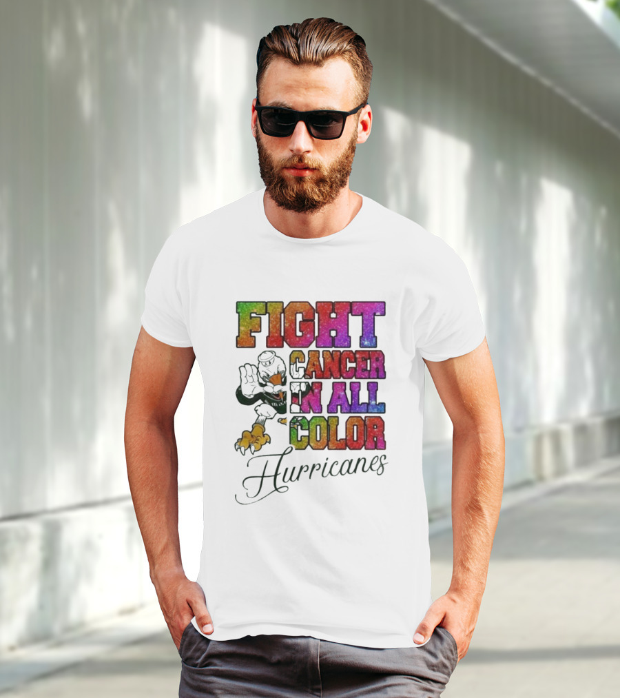 Miami Hurricanes Fight Cancer In All Color T-Shirt