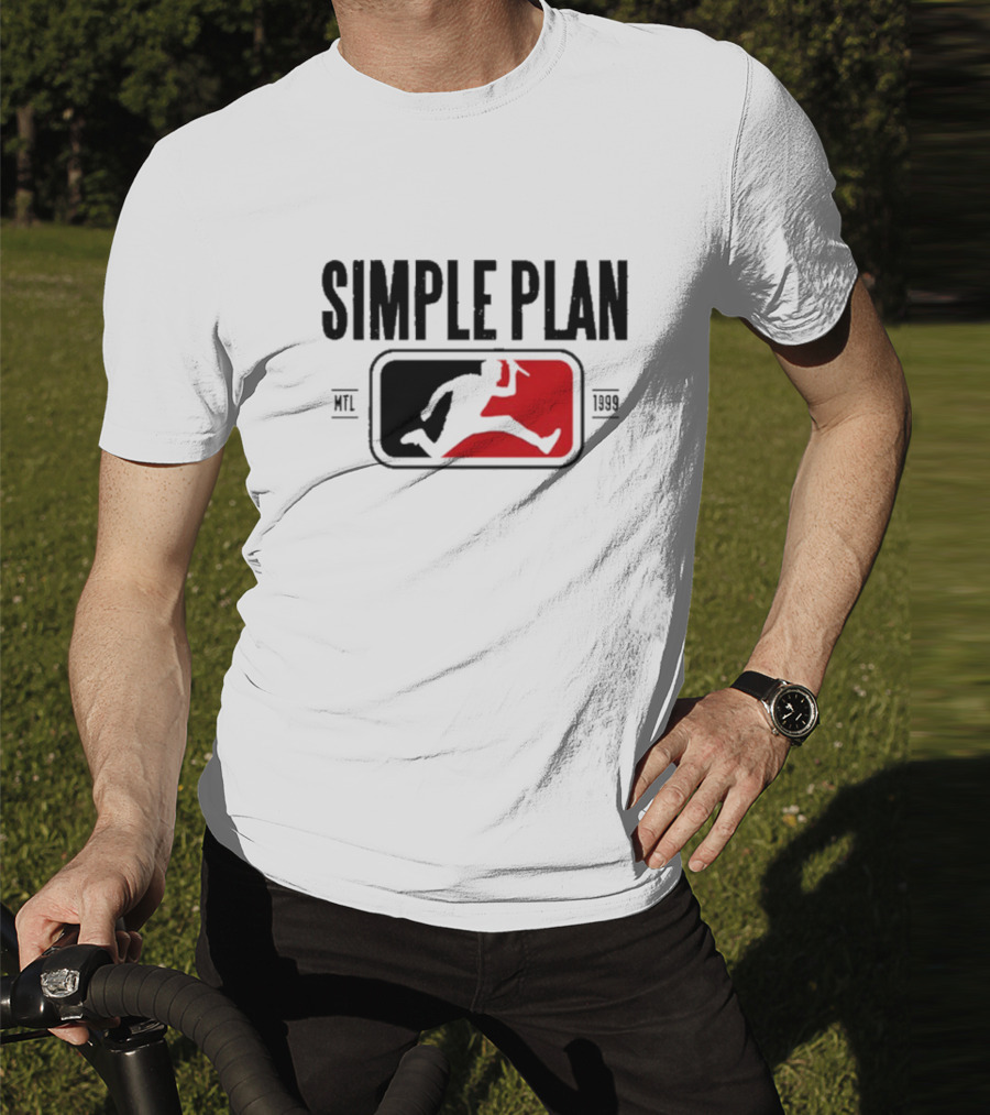 SIMPLE PLAN SP MTL 1999 Baseball Style Logo Jumping Figure T-Shirt