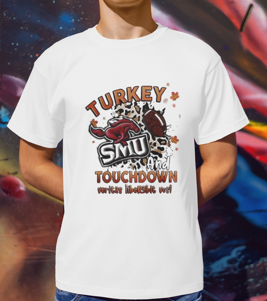 SMU Mustangs Turkey Touchdown Veritas Liberabit Vos T-Shirt