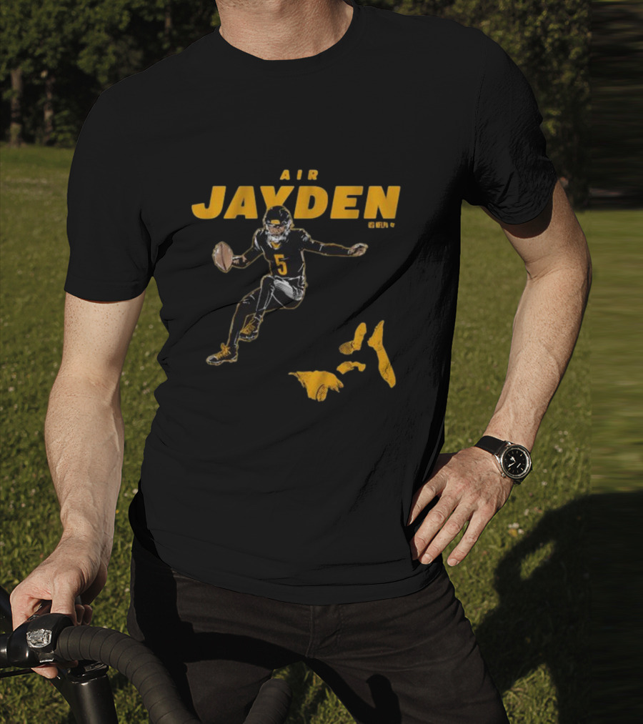 Air Jayden NFL Football Number 5 Jumping Action T-Shirt
