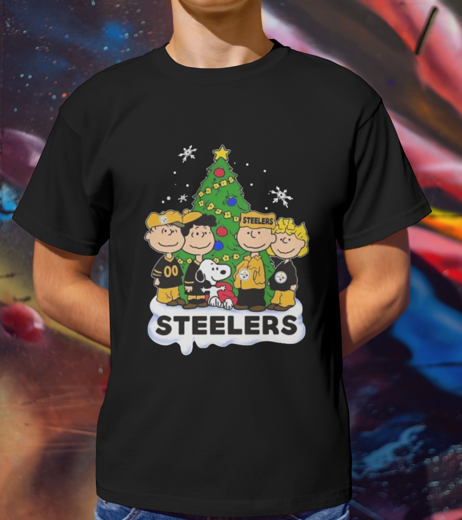 Peanuts Characters Pittsburgh Steelers Christmas T-Shirt