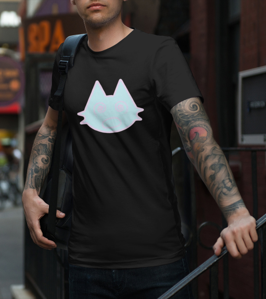 Sinjin Drowning Dizzy Cat Pastel Swirl Face T-Shirt