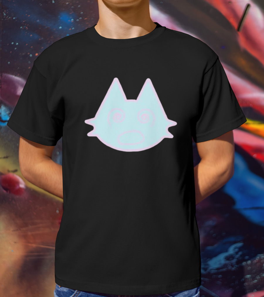 Sinjin Drowning Dizzy Cat Pastel Swirl Face T-Shirt