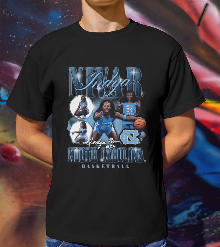 Indya Nivar #24 North Carolina Tar Heels Basketball T-Shirt