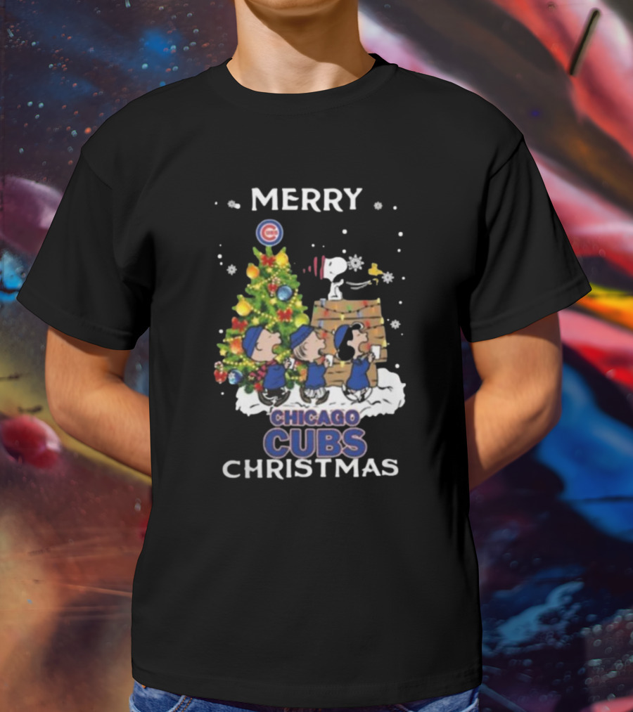 Merry Chicago Cubs Christmas Snoopy And Friends T-Shirt