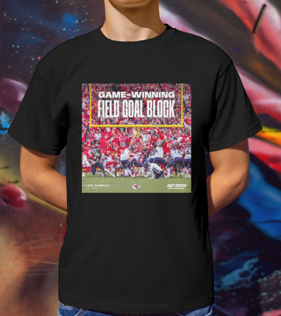 Game-Winning Field Goal Block Kansas City Chiefs Leo Chenal Fast Twitch NFL Partnership T-Shirt