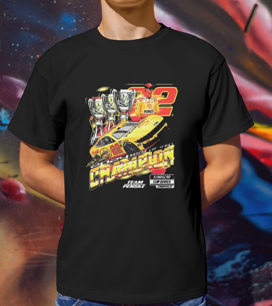 Joey Logano 22 NASCAR Cup Series Champion 3X Team Penske Champion Car Racing Winner T-Shirt