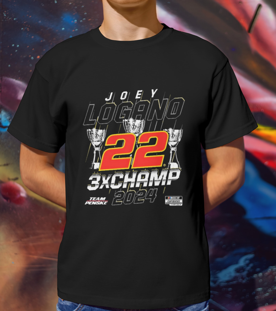 Joey Logano Team Penske 22 NASCAR Cup Series 3X Champ T-Shirt