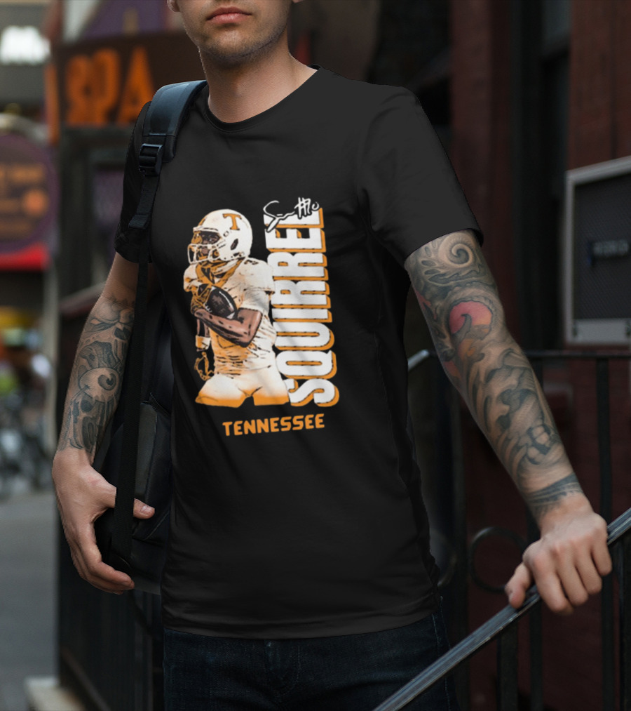 Tennessee Volunteers Squirrel White Football Signature T-Shirt