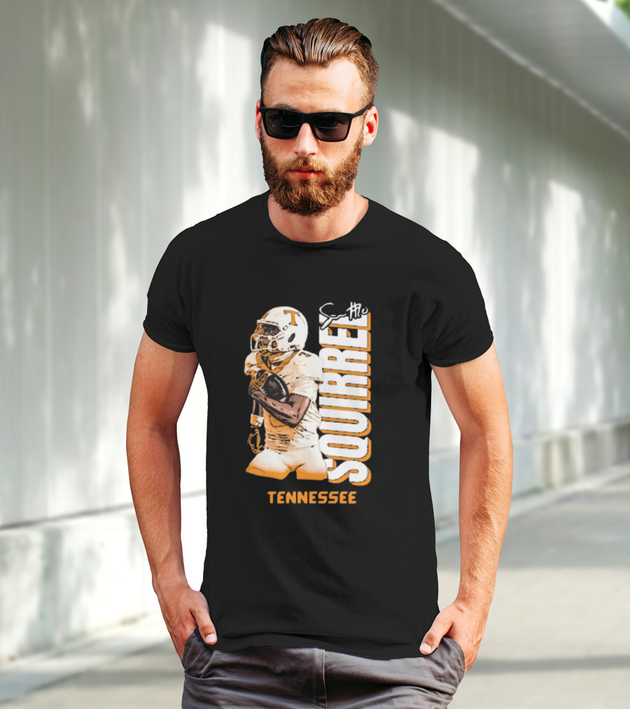 Tennessee Volunteers Squirrel White Football Signature T-Shirt