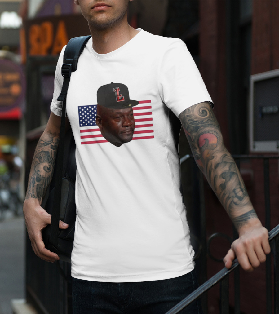 Michael Jordan Crying Meme USA Flag LL Cap T-Shirt